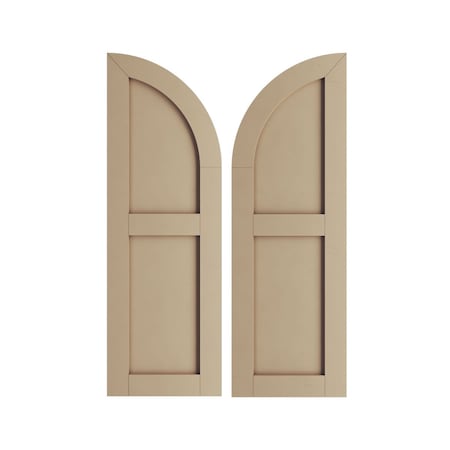 Smooth 2 Equal Flat Panel W/Quarter Round Arch Top Faux Wood Shutters, 18W X 62H (44 Low Side)